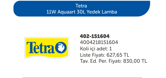 Tetra 11W Aquaart 30L Yedek Lamba
